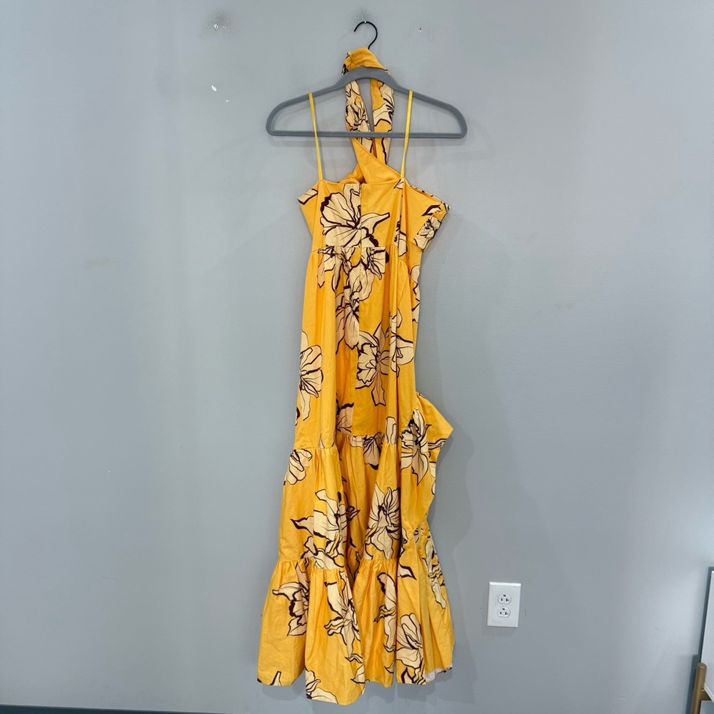 NWT Anthropologie Hutch Dress Halter Maxi Ruffle in Maize Yellow Floral - Picture 8 of 9